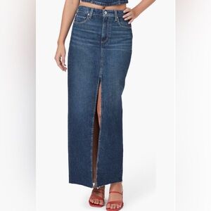 PAIGE Angela Raw Hem Denim Maxi Skirt